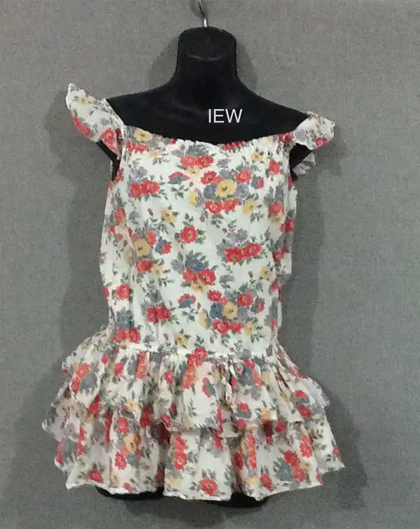 Ralph Lauren Dress Girls Floral Ruffle Mini Flutter Sleeve Size 7