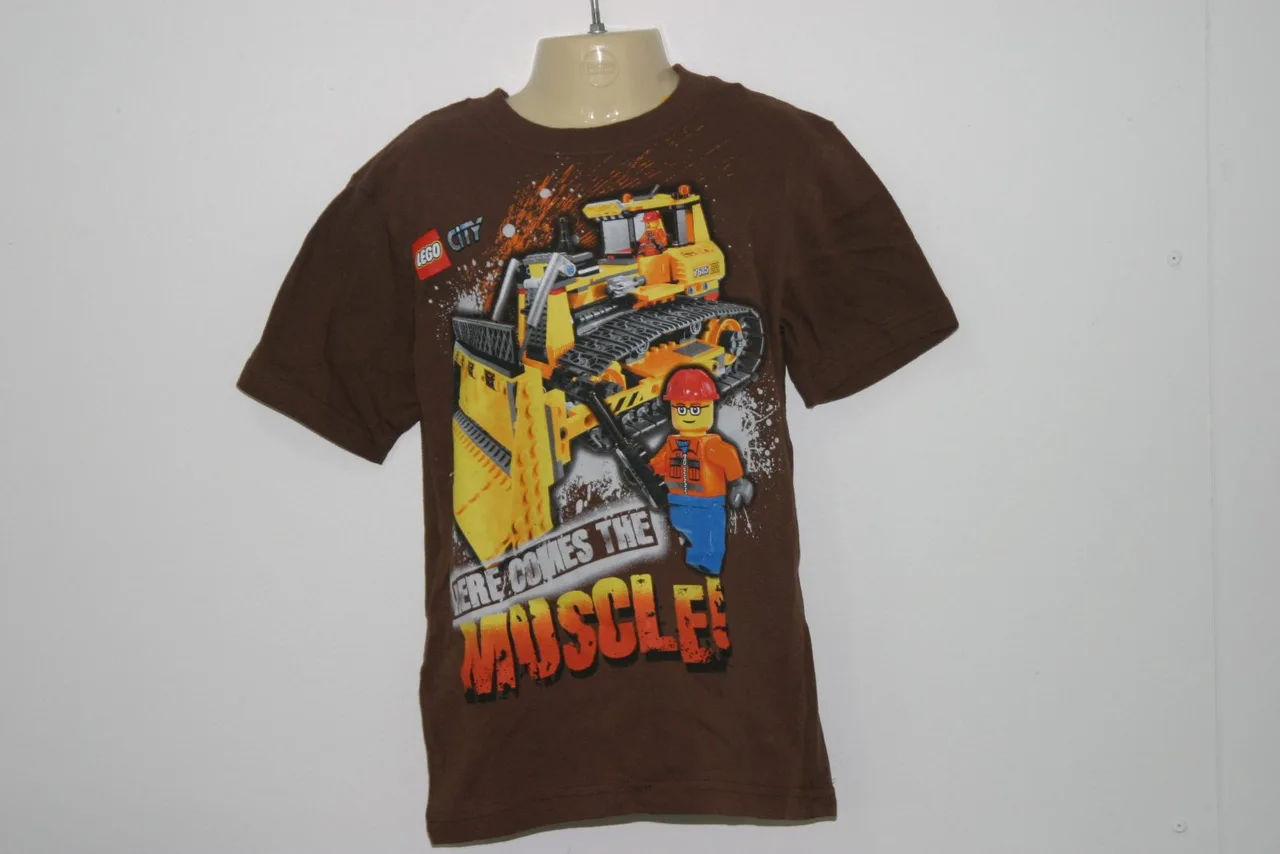 Lego Rescue City Construction Boys T-Shirt Size 6 Brown With Lego Toy – photo 2
