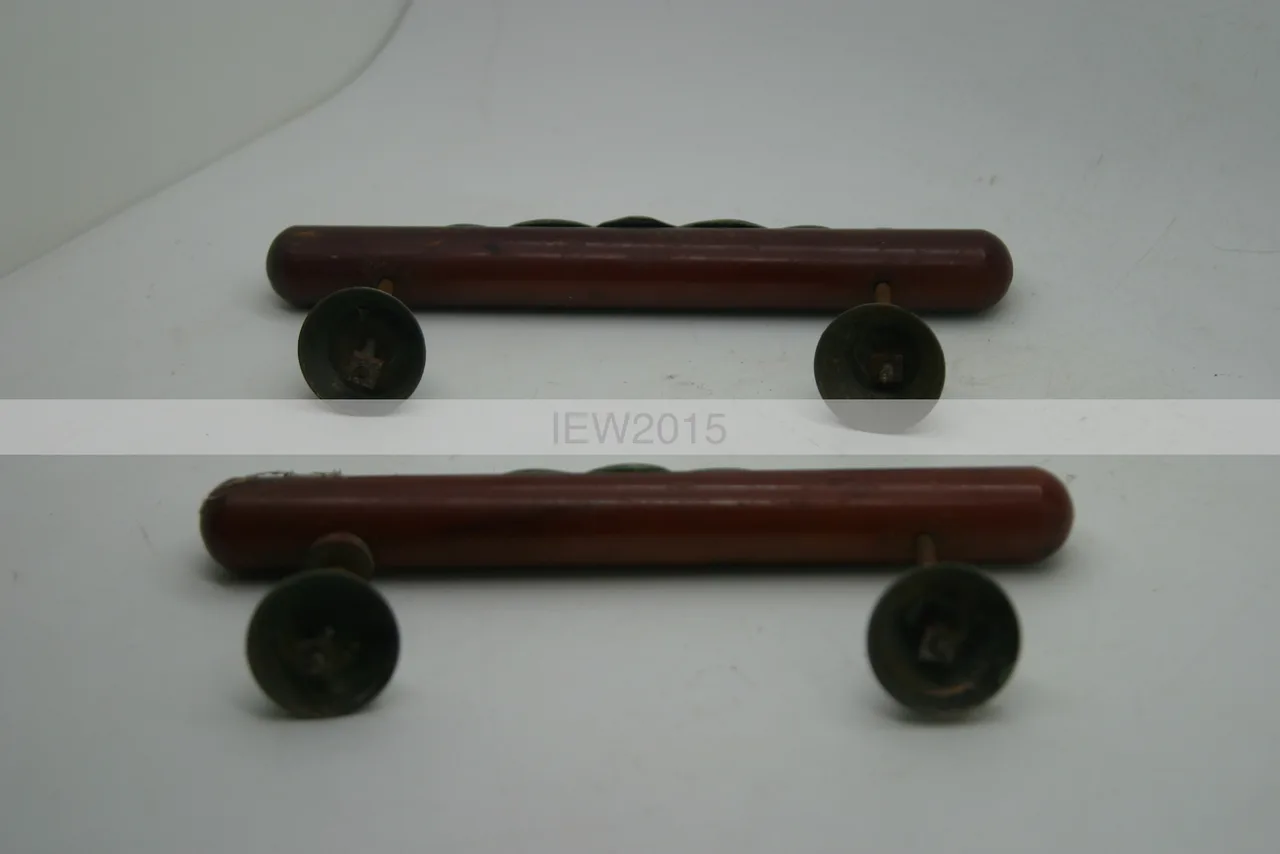 Vintage Dark Red Burgundy Wooden Door Handles with Brass Fixtures – Pair (200mm) – photo 5