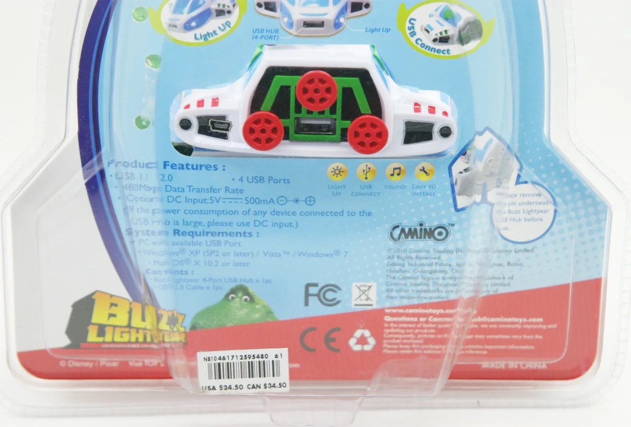 Disney Pixar Toy Story Buzz Lightyear 4 Port USB 2.0 Hub Spaceship 2010 Sealed – photo 7