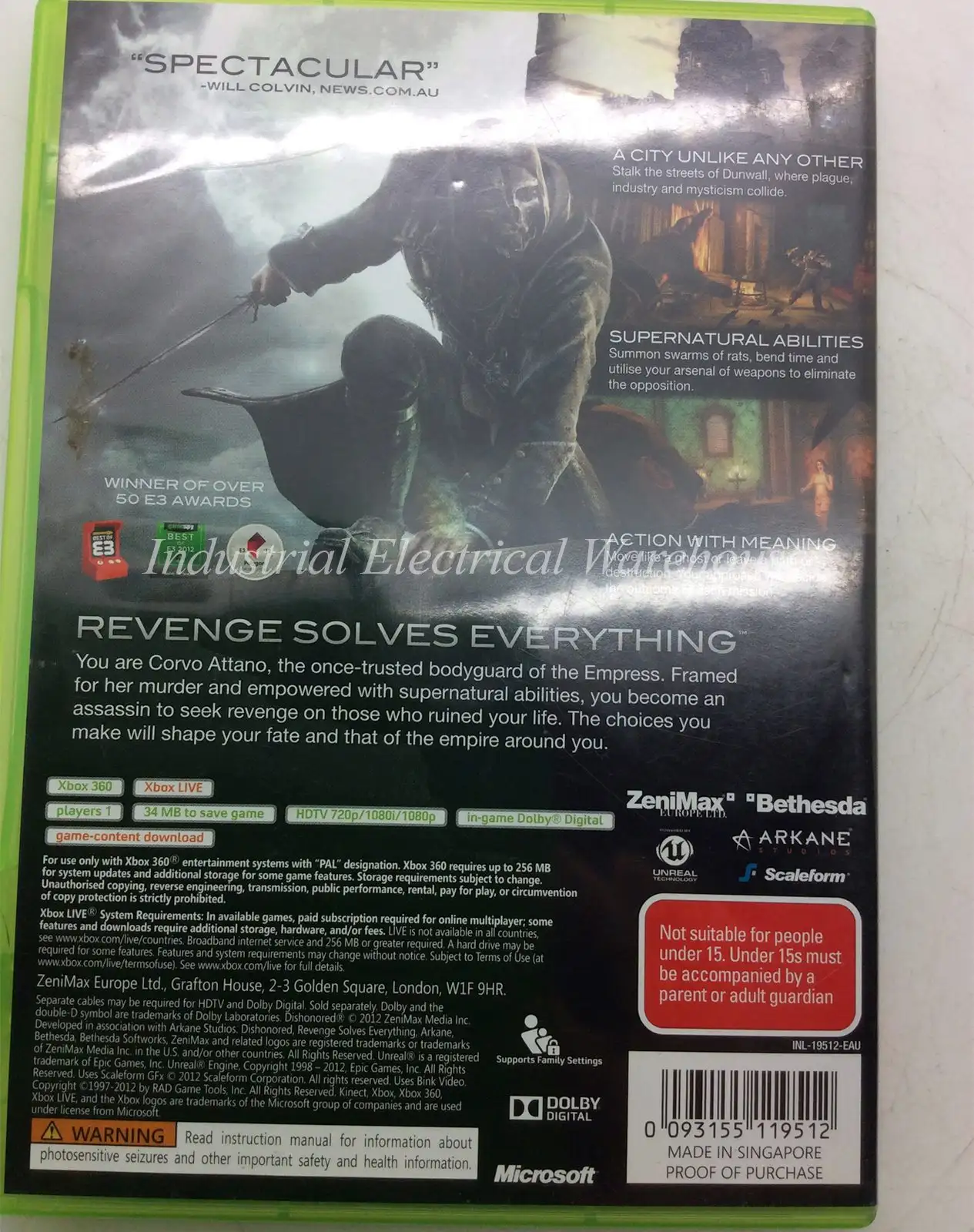 Xbox 360 Dishonored Bethesda Game Disc and Manual PAL – photo 2