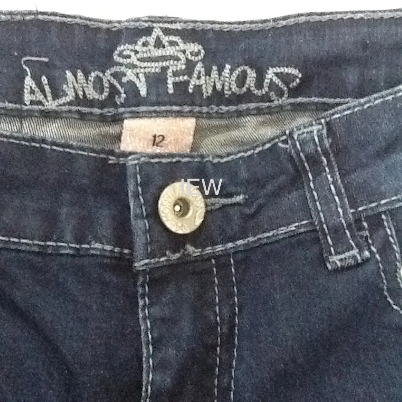 Almost Famous Faded Dark Blue Denim Skinny Jeans with Studs Size 12 – photo 3