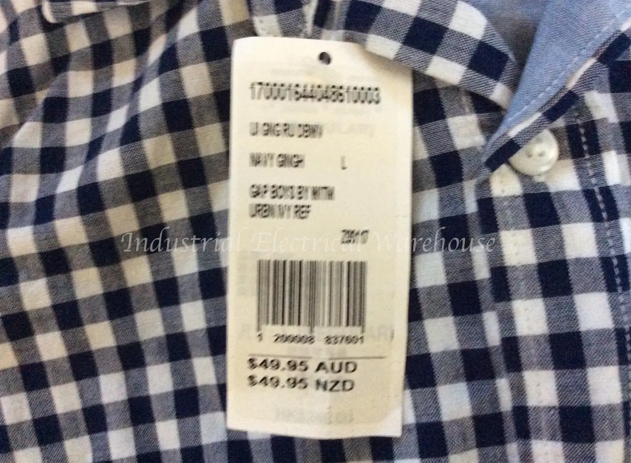 Gap Kids Long Sleeves Polo Poplin Button Up Shirt Navy Blue White Check Size 10 – photo 5
