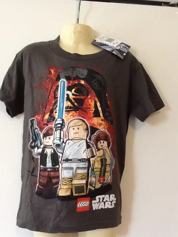 Lego Star Wars Han Solo Luke Skywalker Princess Leia Grey T-Shirt Size 6