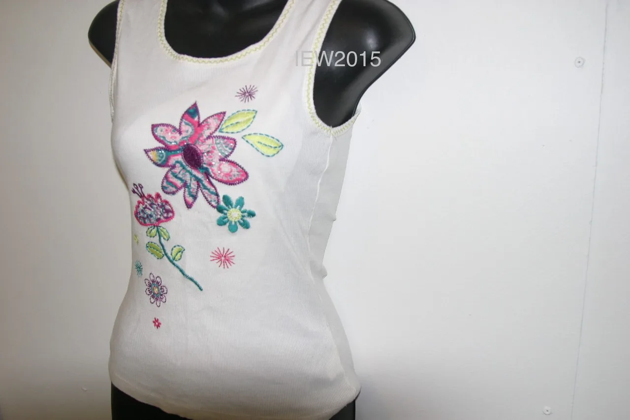 Childrens Place Girls White Tank Top Embroidered Flowers Singlet Size 10-12 – photo 2