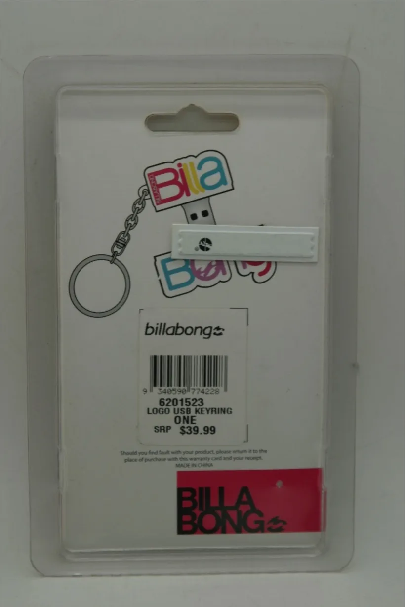 Billabong Logo USB Keyring Flash Drive 2GB Pink Teal Mac PC New in Pack – photo 2