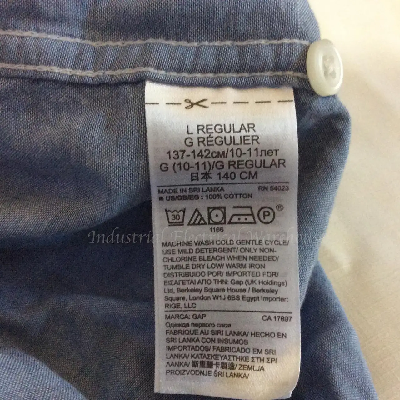 Gap Kids Long Sleeves Polo Poplin Button Up Shirt Navy Blue White Check Size 10 – photo 8