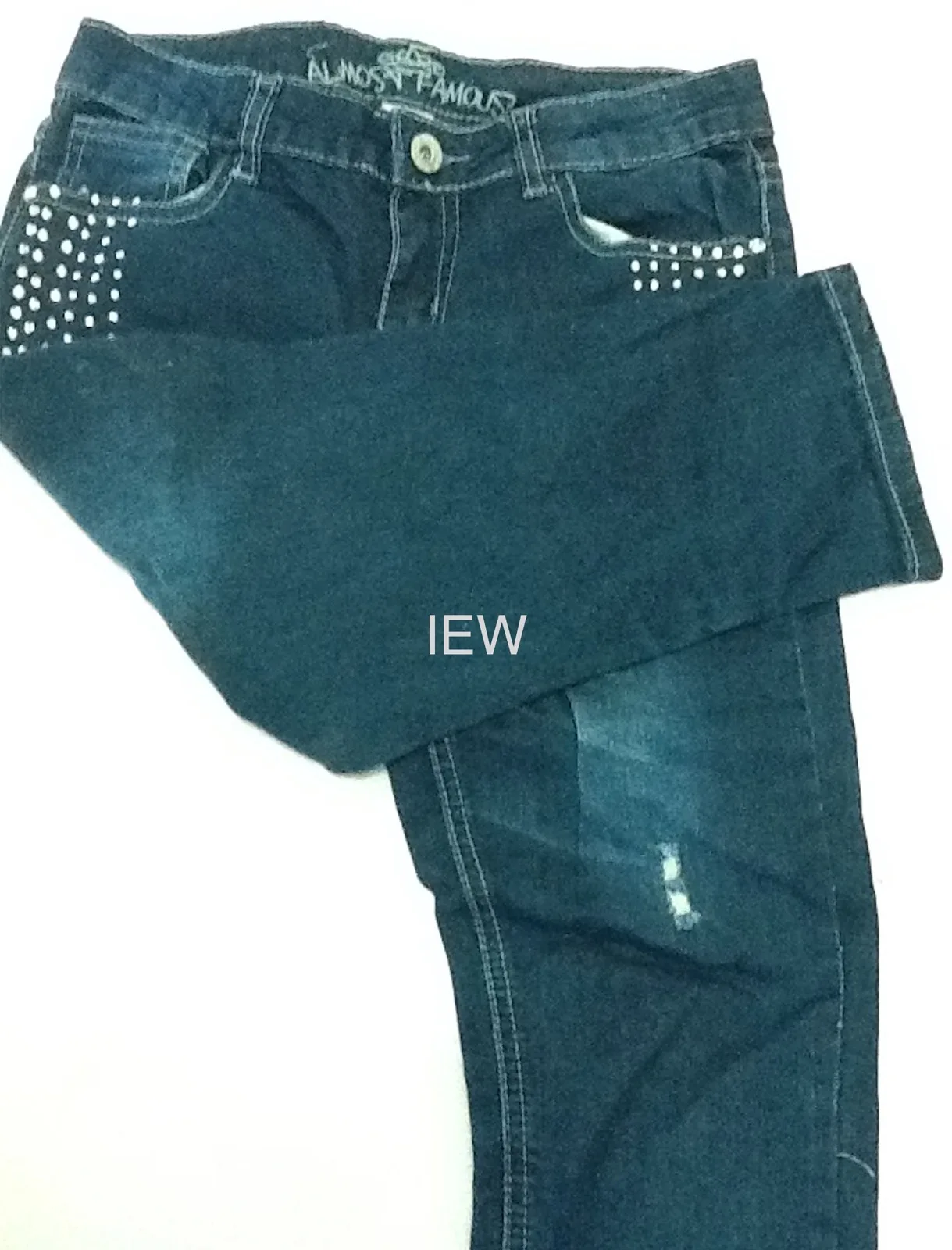 Almost Famous Faded Dark Blue Denim Skinny Jeans with Studs Size 12 – photo 4