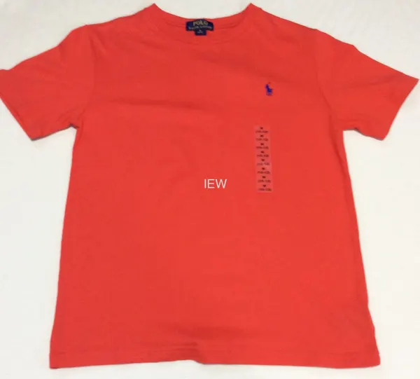 Polo Ralph Lauren Boys T-Shirt Red w/ Navy Blue Pony Logo Size M 10-12