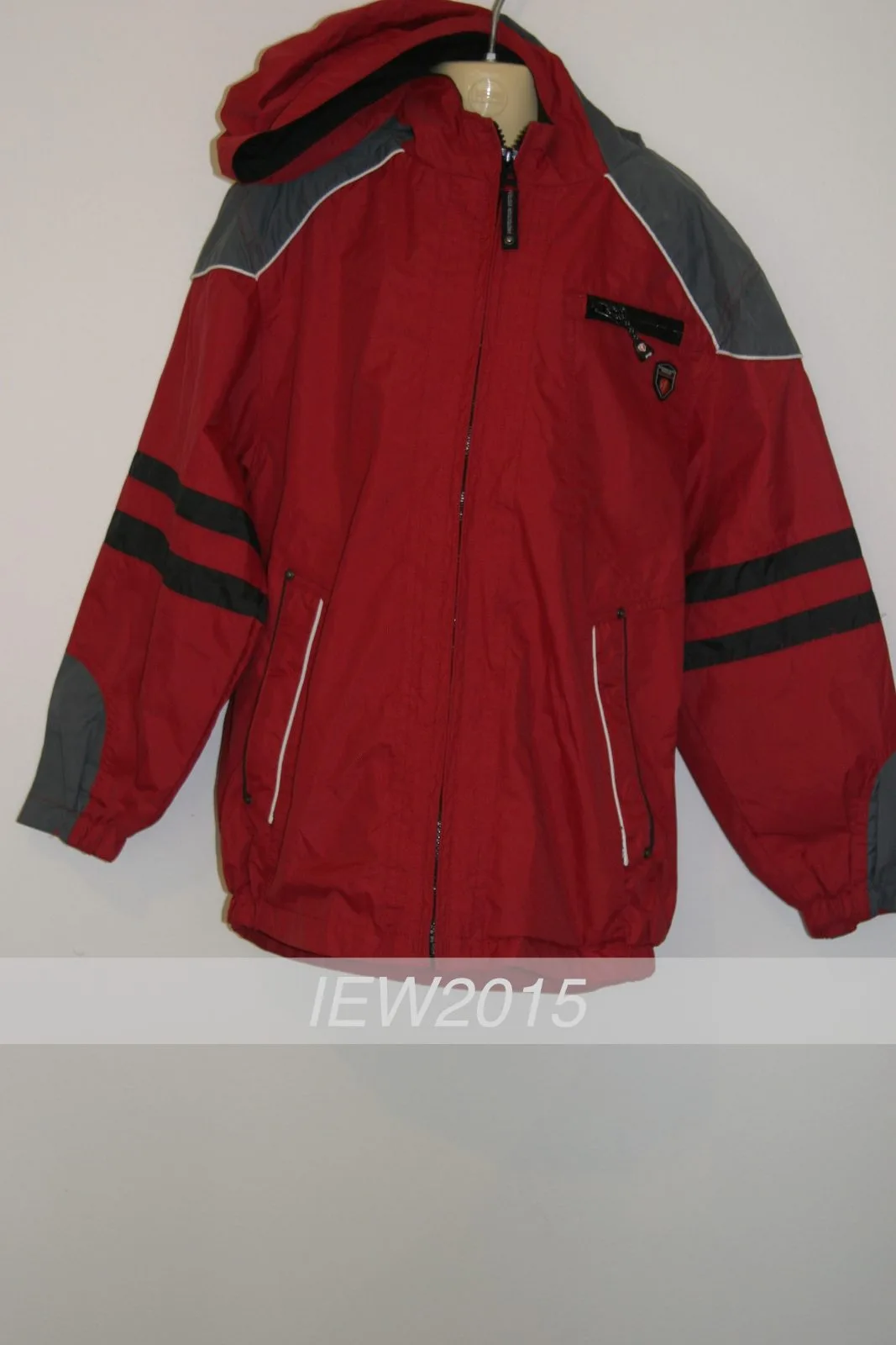 Protection System Kids Hooded Spray Jacket Windbreaker Lined Red Grey Size 7 – photo 2