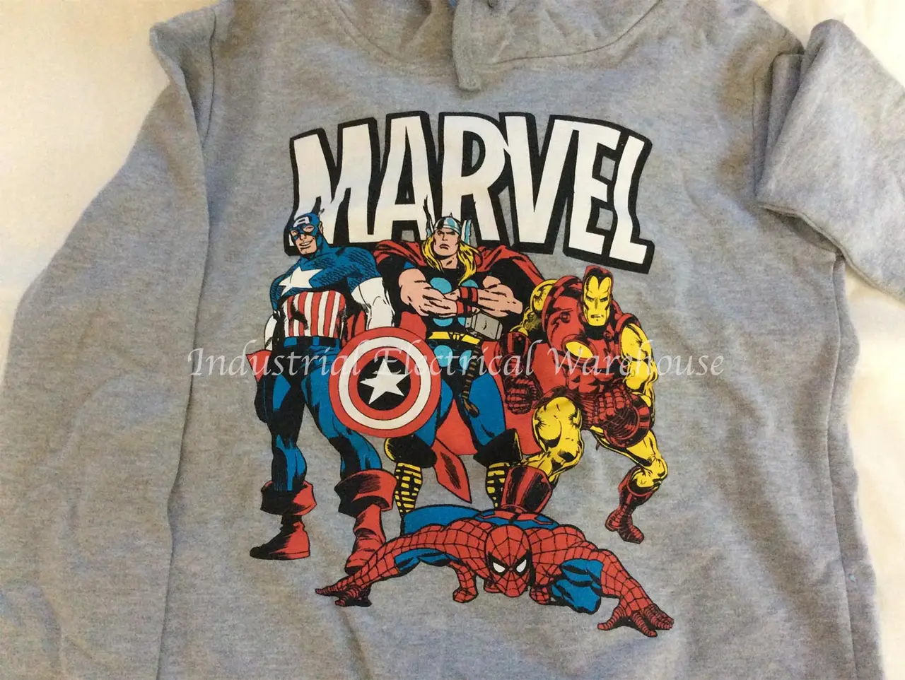 Marvel Comics Heroes Pullover Hoodie Sweat Jacket Grey Cotton Size 12 – photo 3