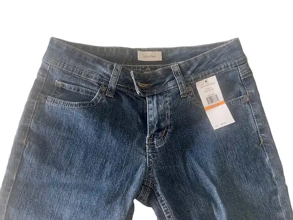 Calvin Klein Jeans Womens Mid Rise Straight Leg Ocean Wave Blue W33" x L32"