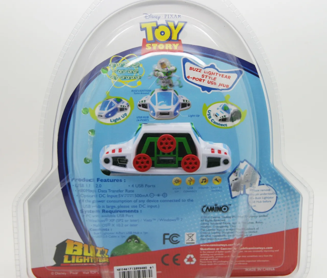Disney Pixar Toy Story Buzz Lightyear 4 Port USB 2.0 Hub Spaceship 2010 Sealed – photo 6