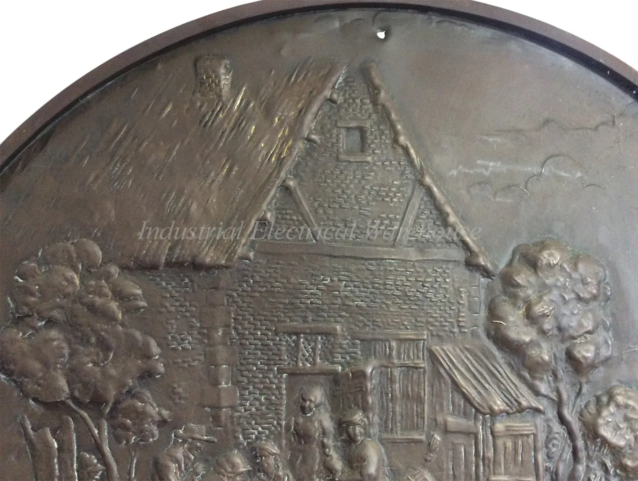 Vintage Brass Dutch Farmhouse Scene Repoussé Crafted Fireplace Screen Wall – photo 4