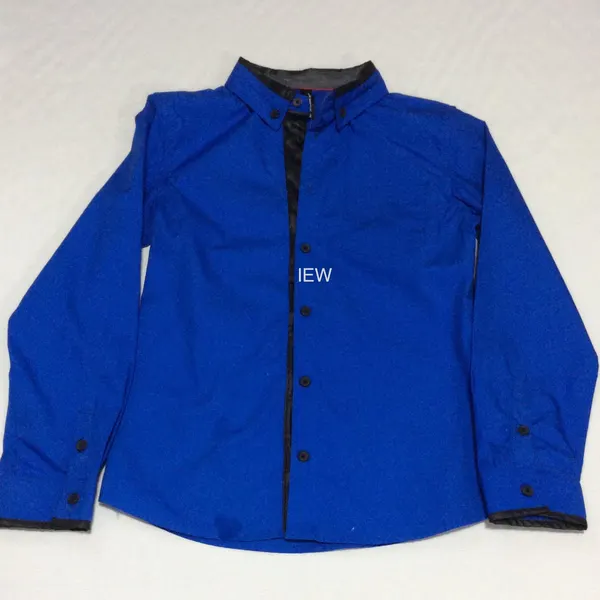 Peter Morrissey Kids Boys Button Up Long Sleeves Dress Shirt Royal Blue Size 12