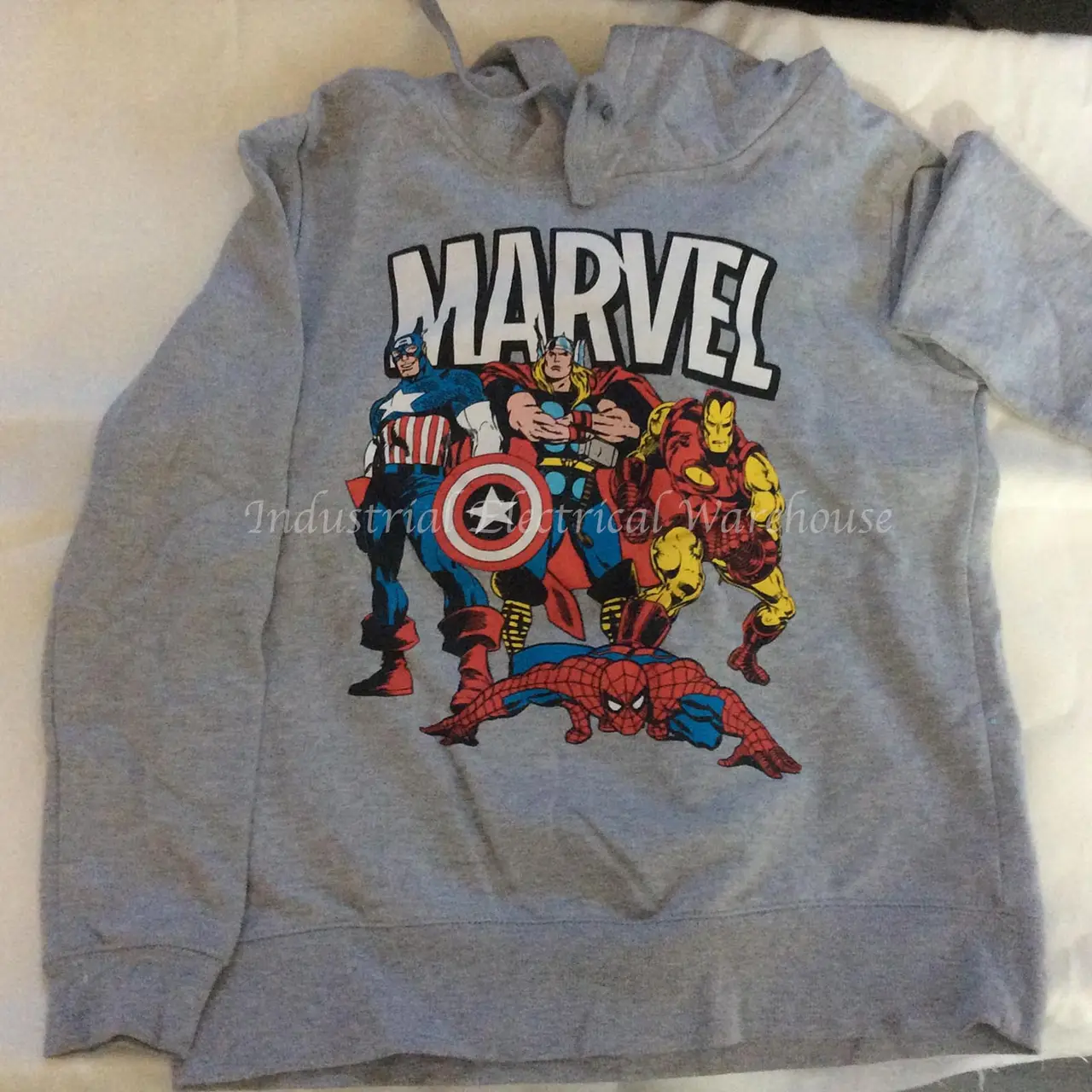 Marvel Comics Heroes Pullover Hoodie Sweat Jacket Grey Cotton Size 12 – photo 4