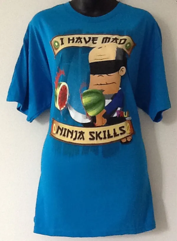 Fruit Ninja T-Shirt Blue Round Neck Size L 2FRN010