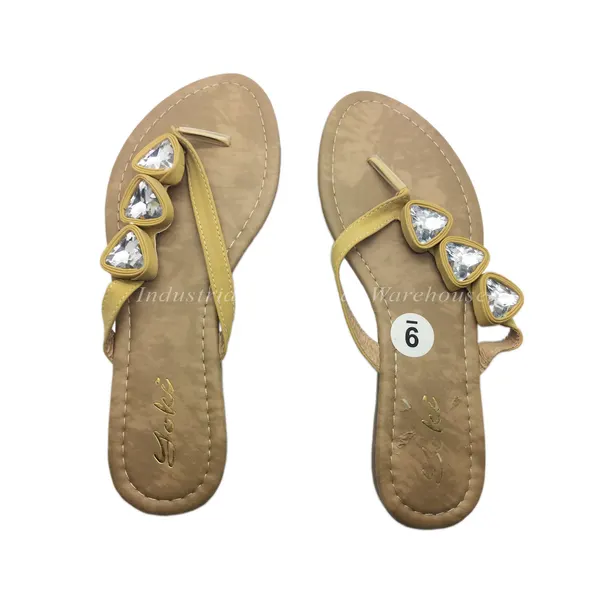 Yoki Womens Beige Embellished Summer Sandals Size 9