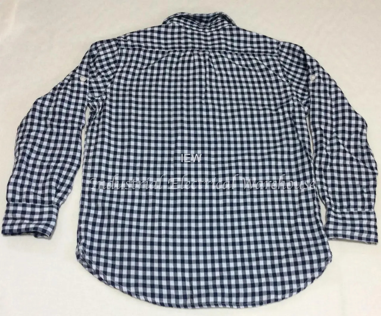 Gap Kids Long Sleeves Polo Poplin Button Up Shirt Navy Blue White Check Size 10 – photo 2