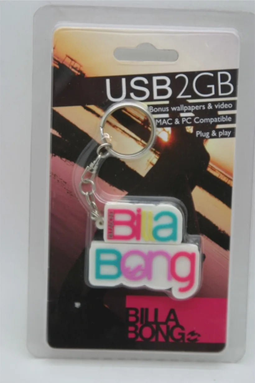 Billabong Logo USB Keyring Flash Drive 2GB Pink Teal Mac PC New in Pack – photo 3
