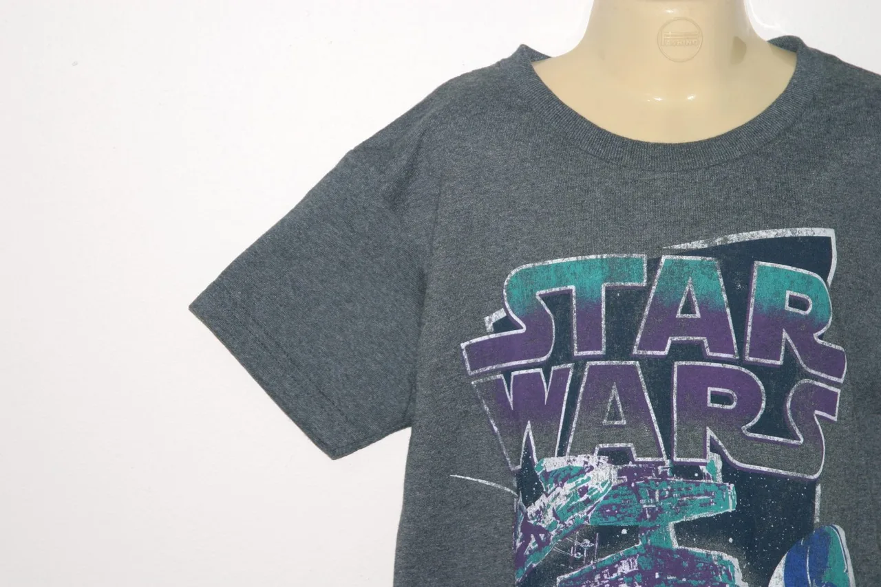 Star Wars Vintage Star Destroyer Darth Vader Boys T-Shirt Grey Size 8-10 Small – photo 3