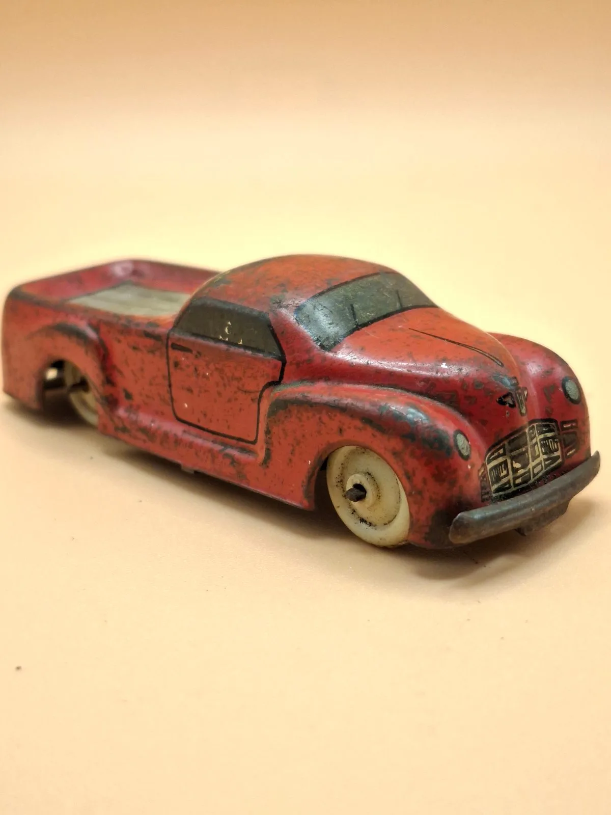 AMB Bologna Pickup Truck Red Vintage 1960s Tinplate Ute Italy As-Is Wheel Repair – photo 3