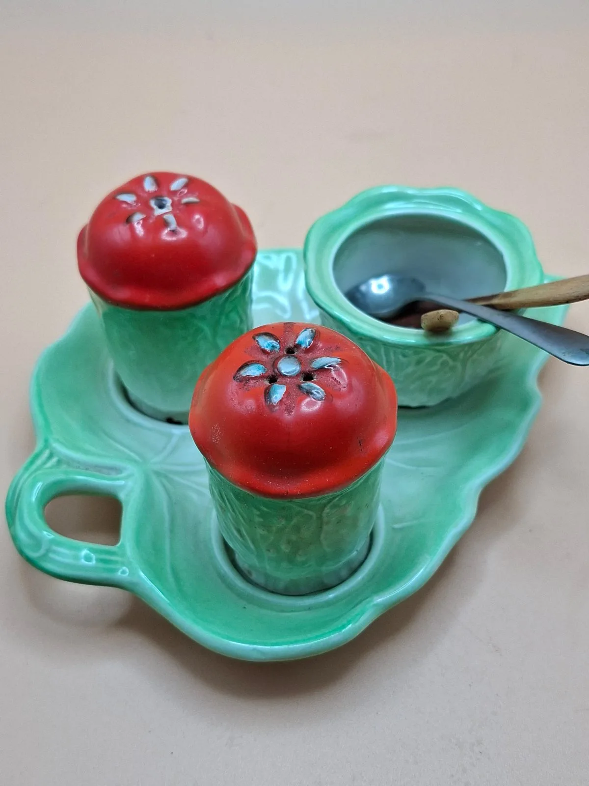 Vintage Beswick Cabbage Leaf Tomato Salt Pepper Condiment Cruet Set 238 – photo 2