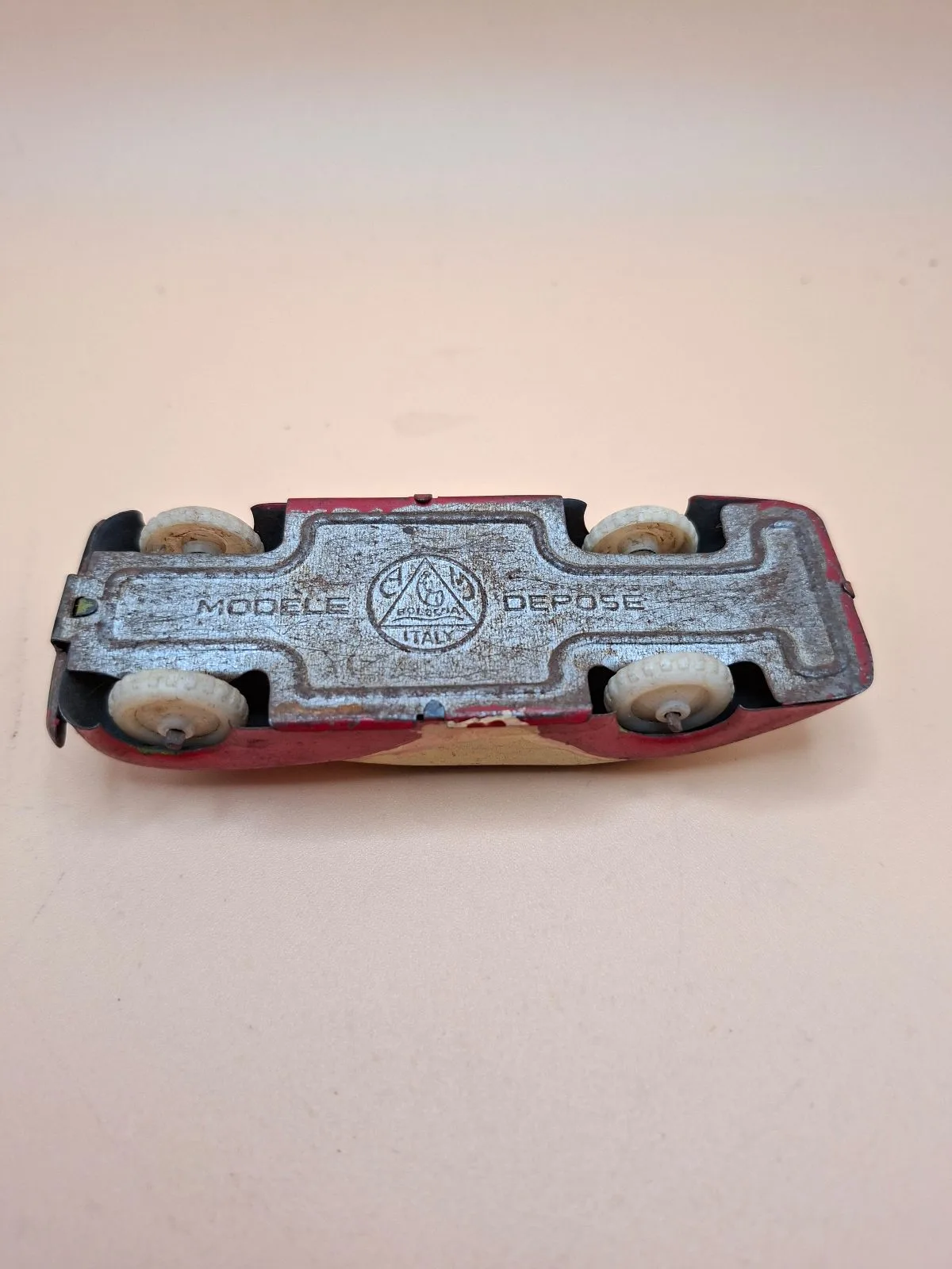 Vintage Italian Tinplate Roadster Toy Car Modele Depose Italy Hand Painted Resto – photo 3