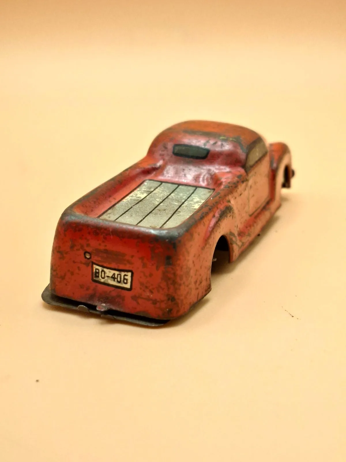 AMB Bologna Pickup Truck Red Vintage 1960s Tinplate Ute Italy As-Is Wheel Repair – photo 4