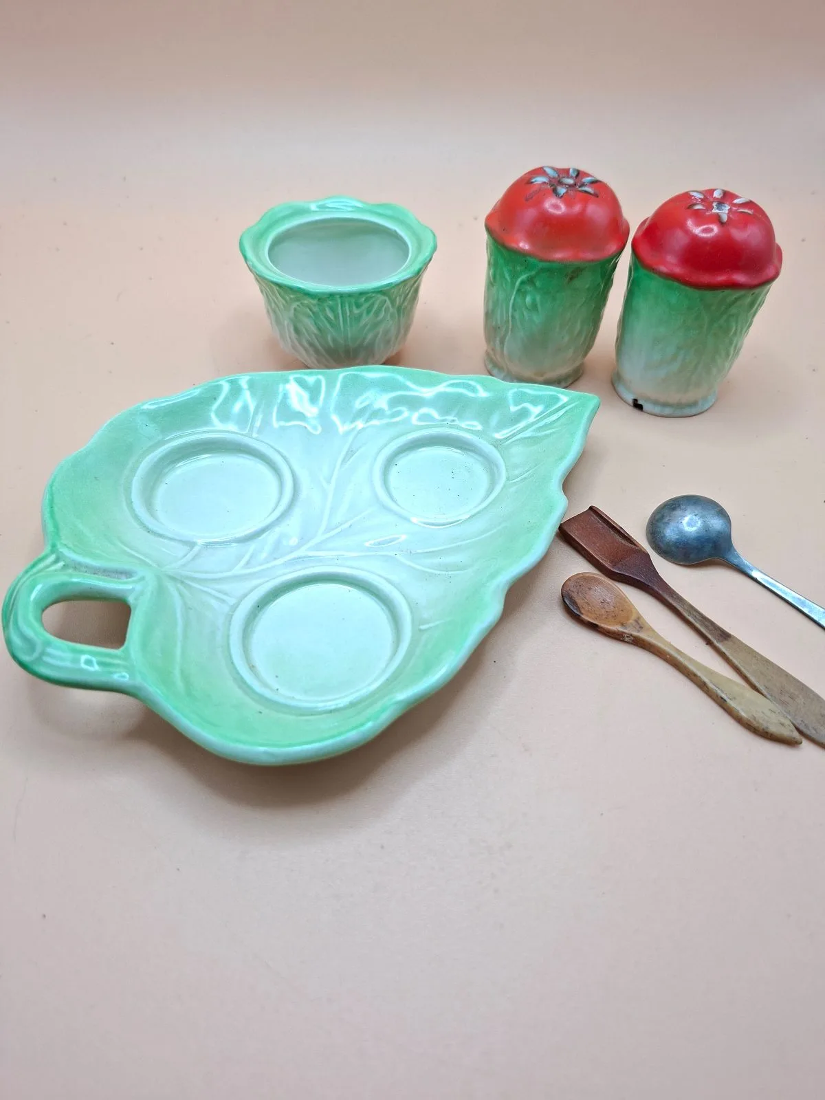 Vintage Beswick Cabbage Leaf Tomato Salt Pepper Condiment Cruet Set 238 – photo 4