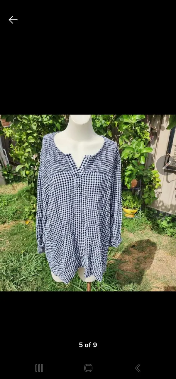 Virtuelle mini gingham peasant top