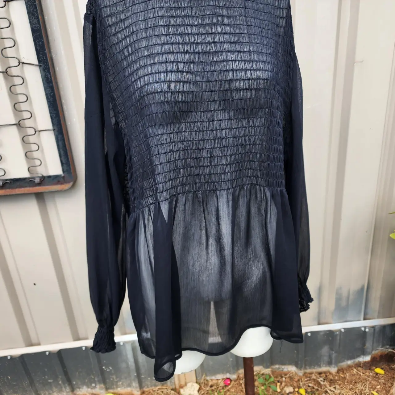 Anko black l/s top shirred sheer size 18 – photo 6