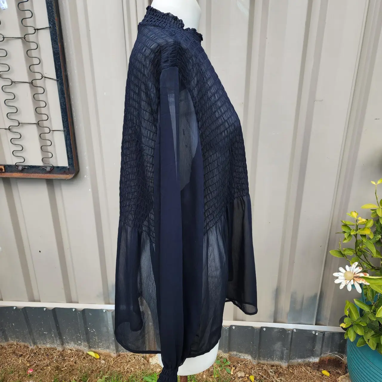 Anko black l/s top shirred sheer size 18 – photo 5