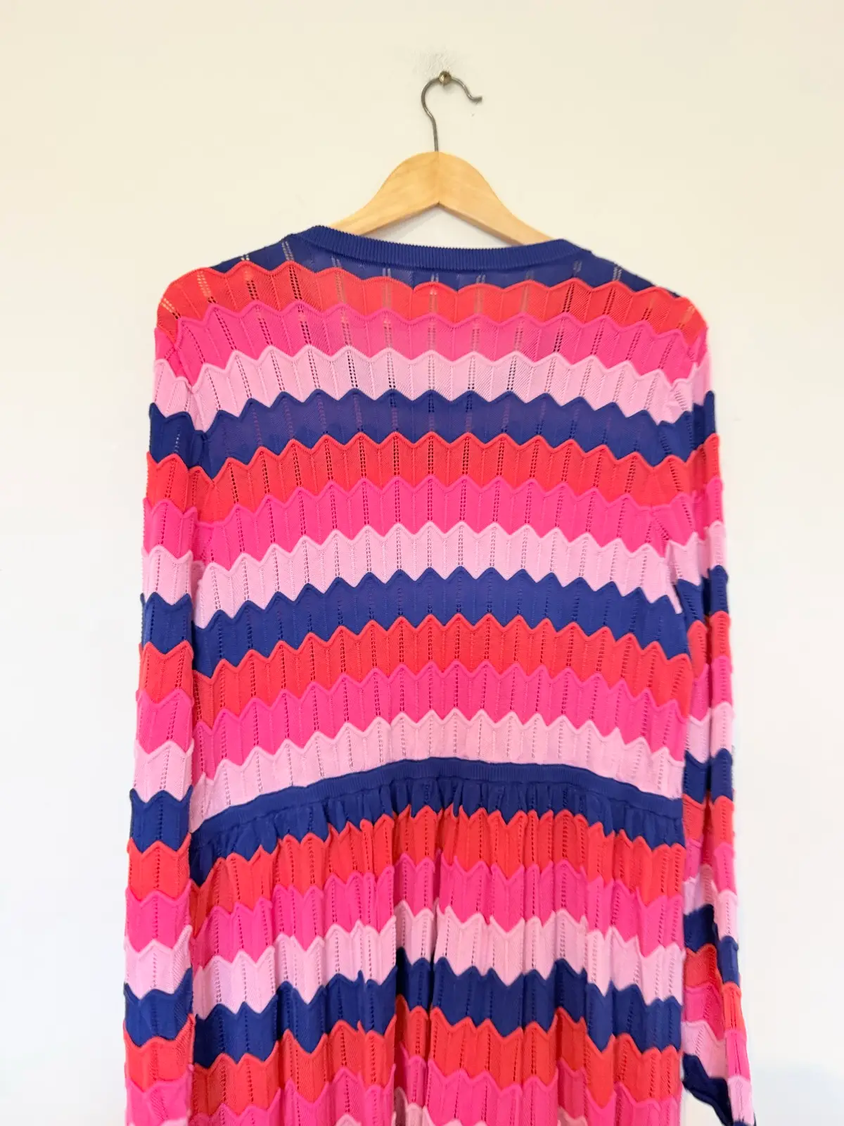 Gorman 100% Lyocell Zig Zag Knit Dress Pink Navy Size 20 45.5” – photo 6