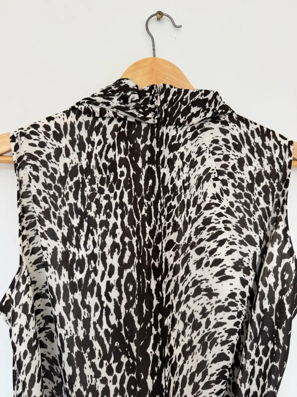 Y2K Brown & Cream Animal Print Cowl Neck Mini Dress Size 12 | 35 inches- length – photo 6