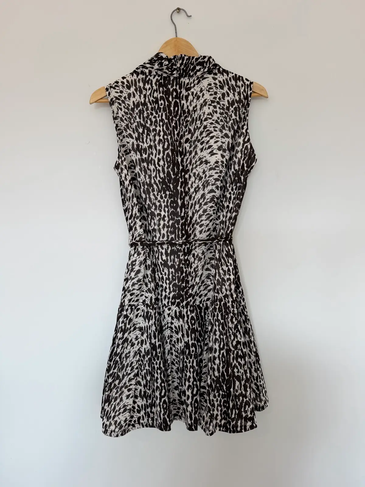 Y2K Brown & Cream Animal Print Cowl Neck Mini Dress Size 12 | 35 inches- length – photo 7