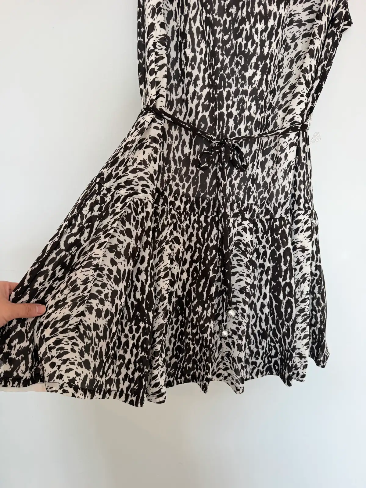 Y2K Brown & Cream Animal Print Cowl Neck Mini Dress Size 12 | 35 inches- length – photo 2