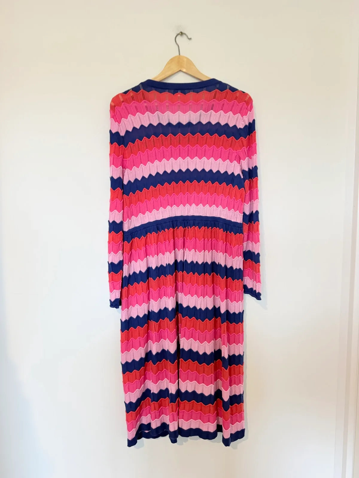 Gorman 100% Lyocell Zig Zag Knit Dress Pink Navy Size 20 45.5” – photo 7