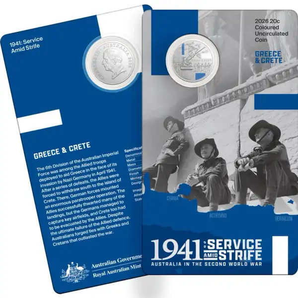 2026 20c Coloured Uncirculated Three-Coin Set - 1941: Service Amid Strife