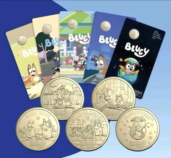 2026 $2 BLUEY PRIVY MARK UNCIRCULATED COIN SET OF 5 RAM (LOW MINTAGE)