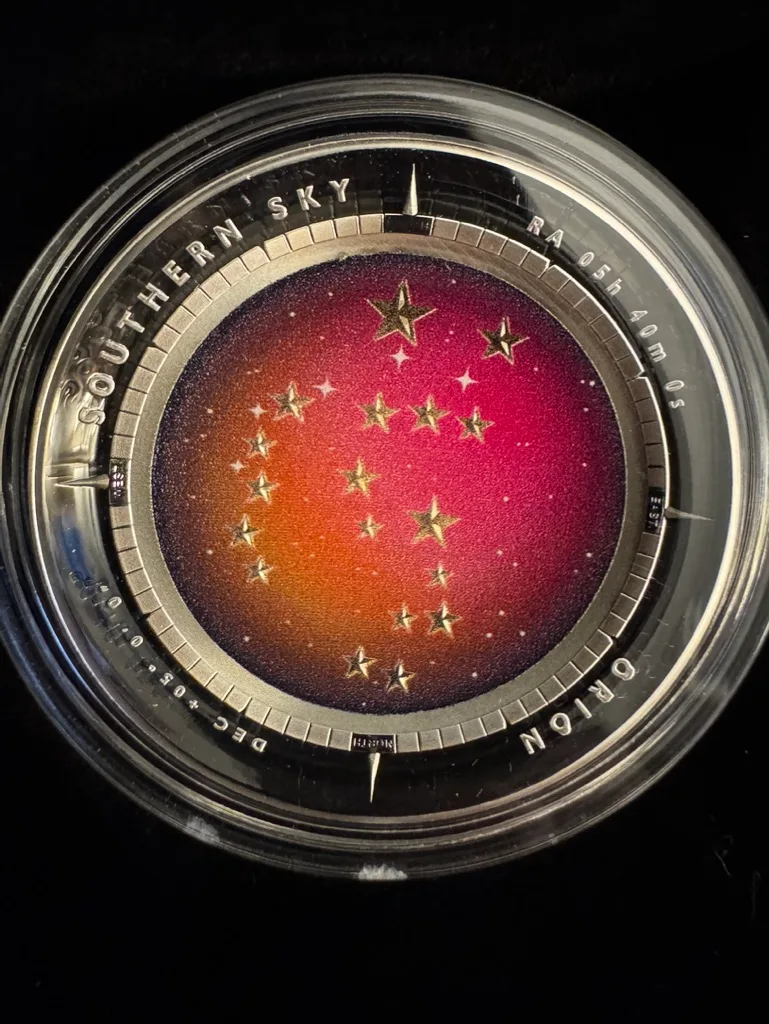 2012–2014 $5 Southern Sky (Crux, Pavo, Orion) Coloured Domed Silver Proof Set – photo 8
