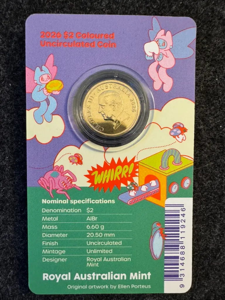 2026 $2 Tooth Fairy - Coloured Uncirculated Coin on Card RAM – photo 3
