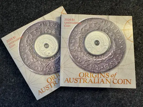 2026 $1 Origins of Australian Coin "Holey Dollar" Uncirculated Coin on Card RAM