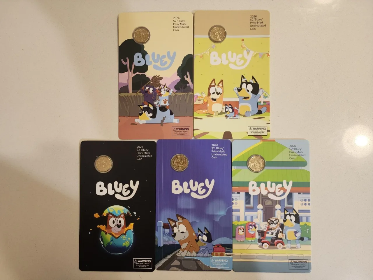 2026 $2 BLUEY PRIVY MARK UNCIRCULATED COIN SET OF 5 RAM (LOW MINTAGE) — photo 2