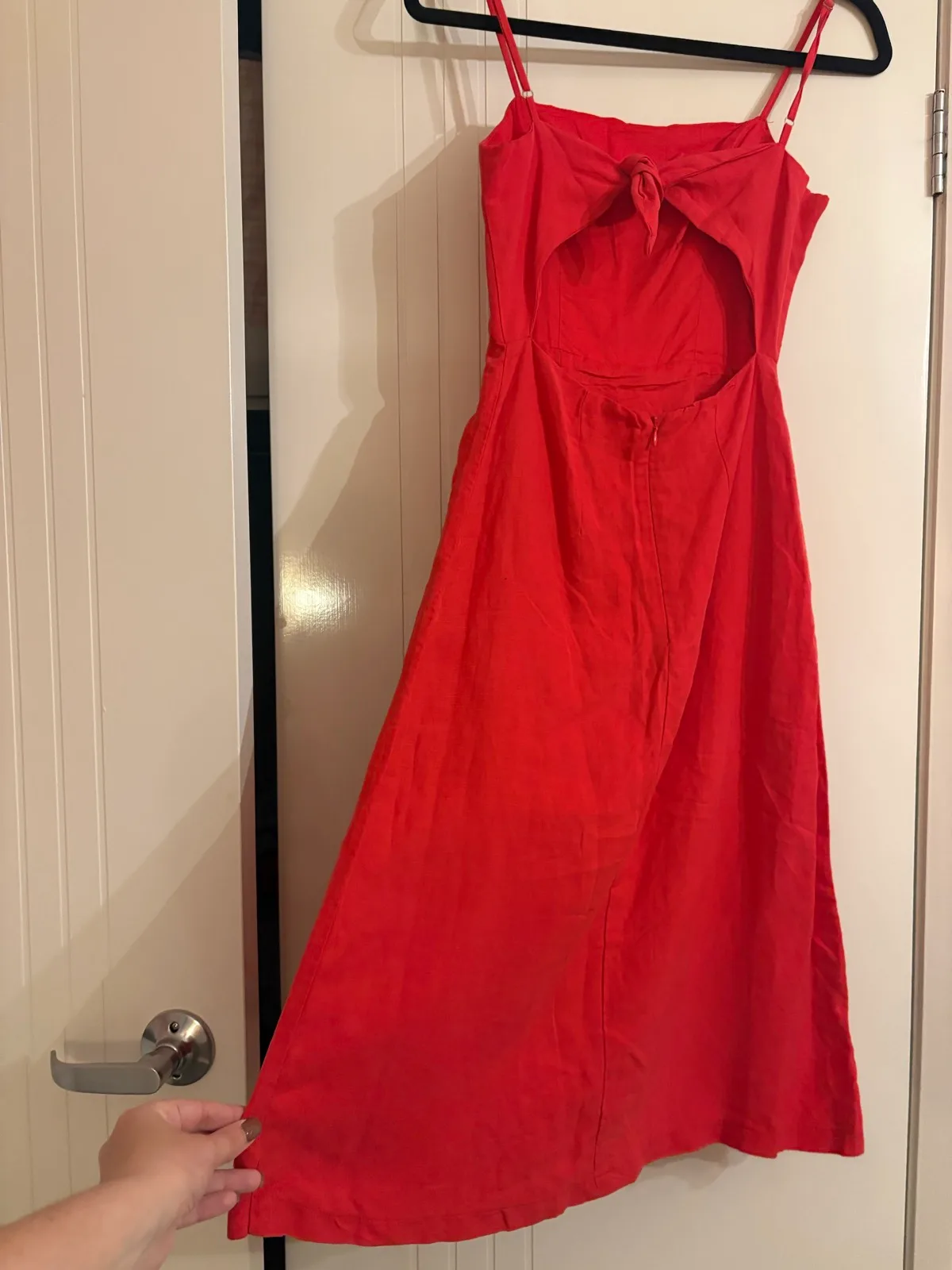 Red Linen Kookai Dress — photo 2