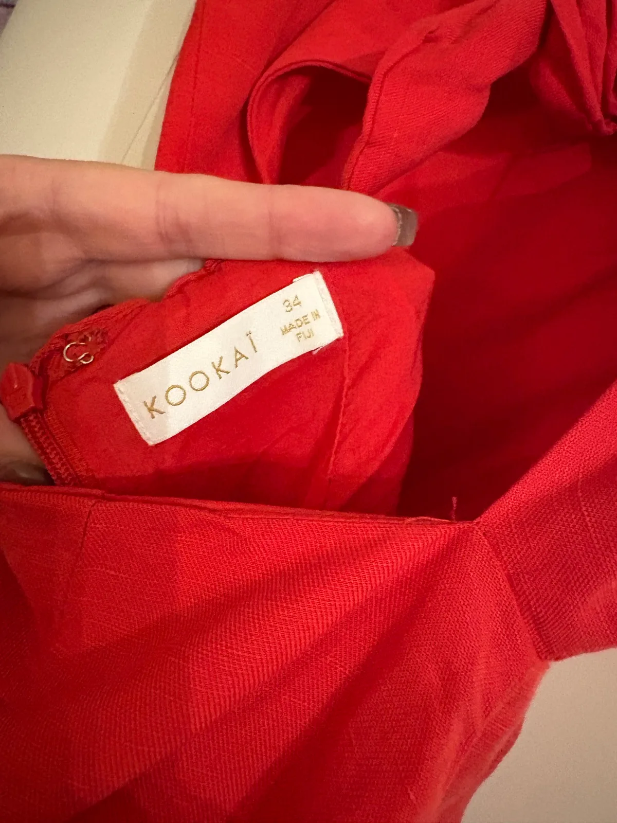 Red Linen Kookai Dress — photo 3