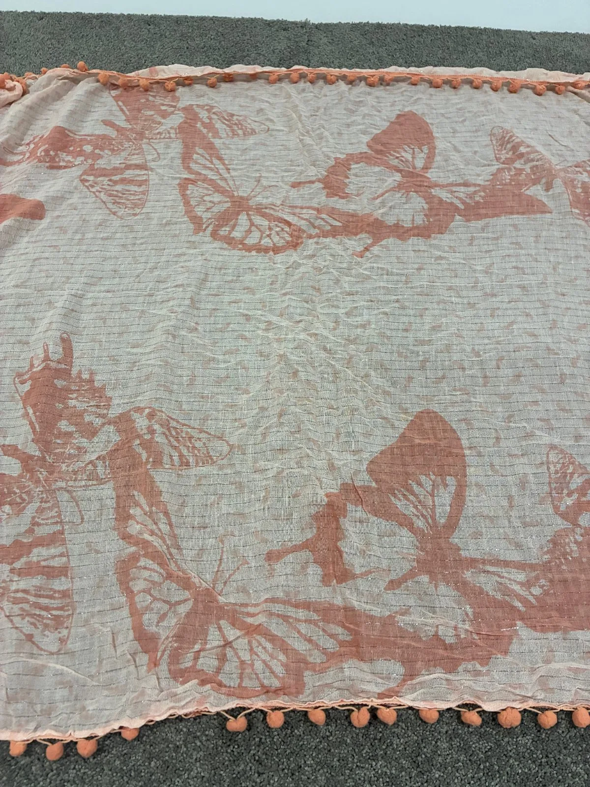 Mimco cotton Wrap or Sarong in cream and apricot butterflies. — photo 4