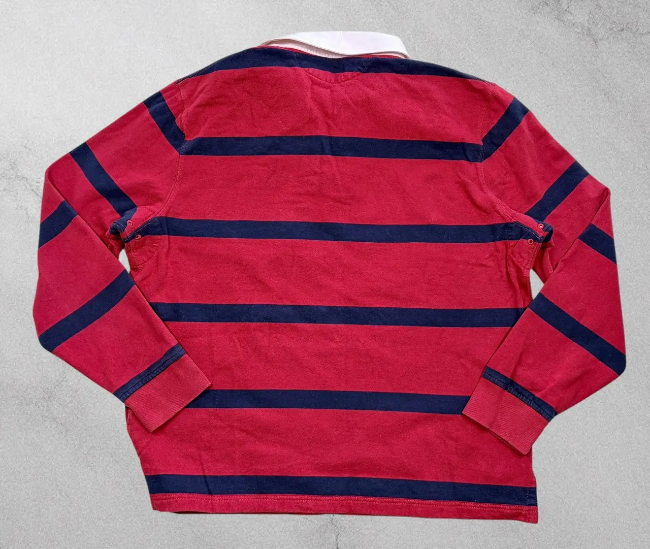 Polo Ralph Lauren Red Navy Striped Rugby Shirt XL Vintage Style – photo 5