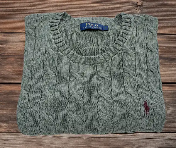 Polo Ralph Lauren Sage Cable Knit Cotton Jumper L