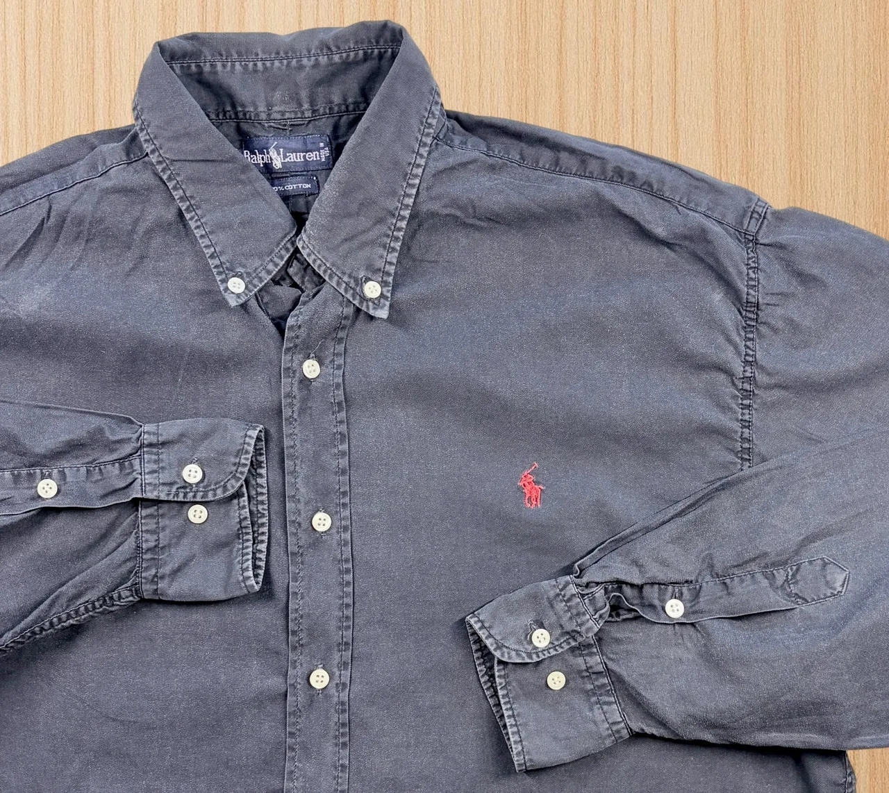 Vintage Ralph Lauren USA Black Shirt L Red Pony – photo 2